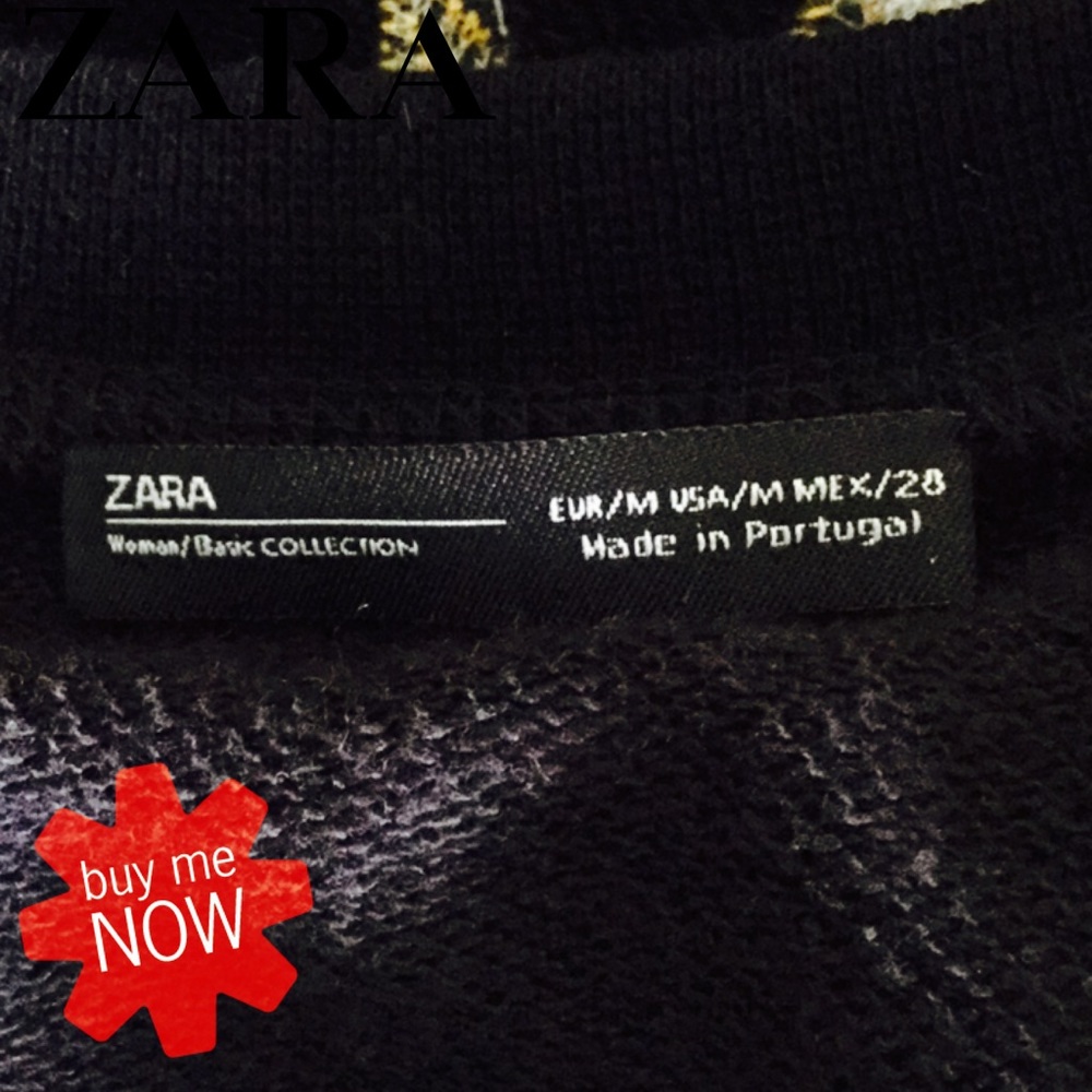 πZARA Floral Embroidered Crewneck Sweatshirt Sz M - Picture 7 of 8